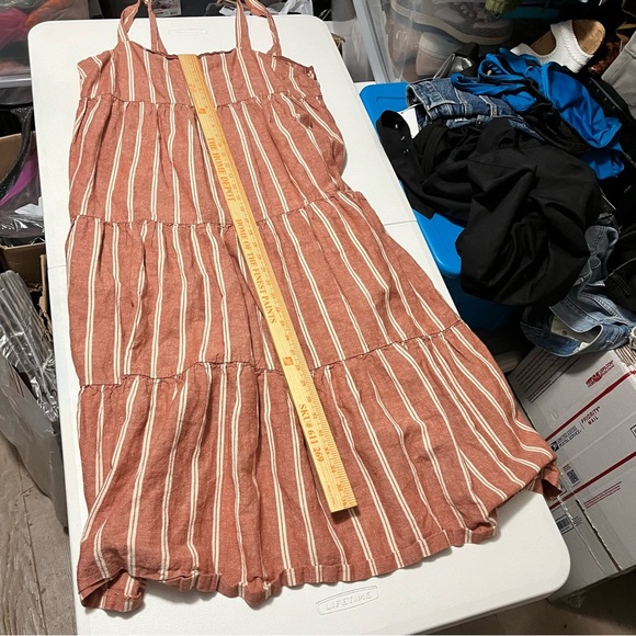 Madewell Seamed Midi Dress in Stripe Double Rusty Torch Size 14 P2 - Picture 8 of 9